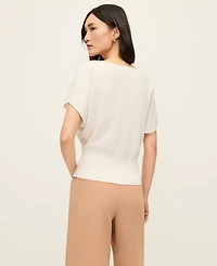 Ann Taylor Petite Dolman Boatneck Sweater Top Size Small Winter White Women's