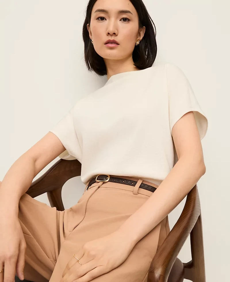 Ann Taylor Petite Dolman Boatneck Sweater Top Size Small Winter White Women's