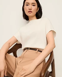 Ann Taylor Petite Dolman Boatneck Sweater Top Size Small Winter White Women's