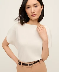 Ann Taylor Petite Dolman Boatneck Sweater Top Size Small Winter White Women's