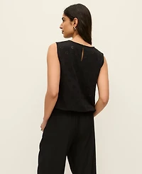 Ann Taylor Eyelet Bubble Hem Top Black Women's