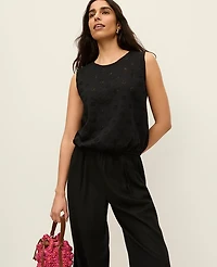 Ann Taylor Eyelet Bubble Hem Top Black Women's