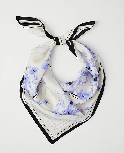 Ann Taylor Floral Silk Scarf Winter White Women's