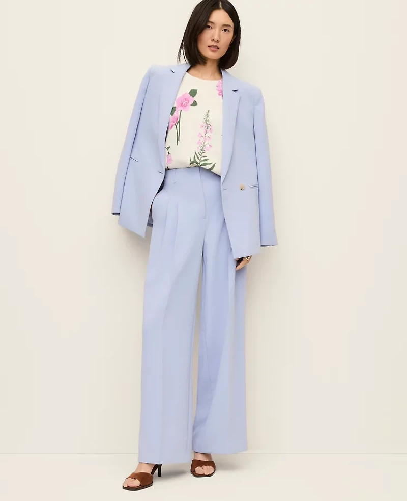 Ann Taylor Petite Floral Printed Sweater T-Shirt Pink Women's