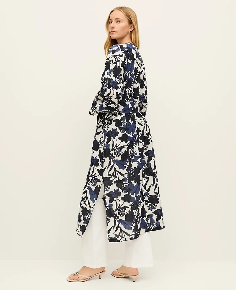 Ann Taylor Floral Belted Kimono Night Sky Women's
