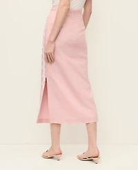 Ann Taylor Linen Blend Midi Skirt Rose Veil Women's