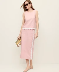 Ann Taylor Linen Blend Midi Skirt Rose Veil Women's