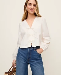 Ann Taylor Tie Front Blouse Winter White Women's