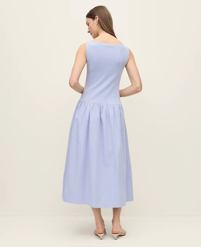 Milla Women's Charming Blue Hydrangea-Patterned Organza Midi Dress | Arden  Fair