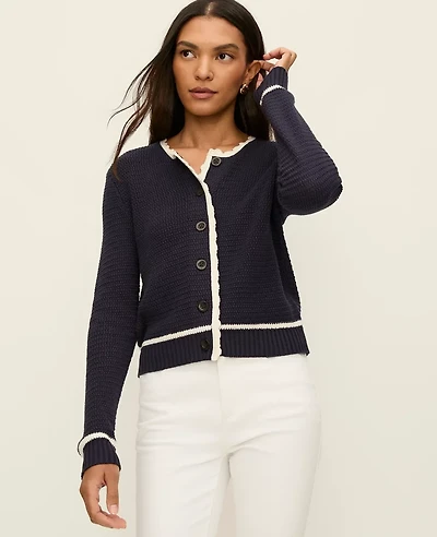 Ann Taylor Petite Scalloped Trim Cardigan Women's