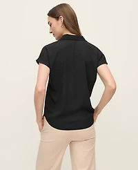 Ann Taylor Split Neck Blouse Black Women's