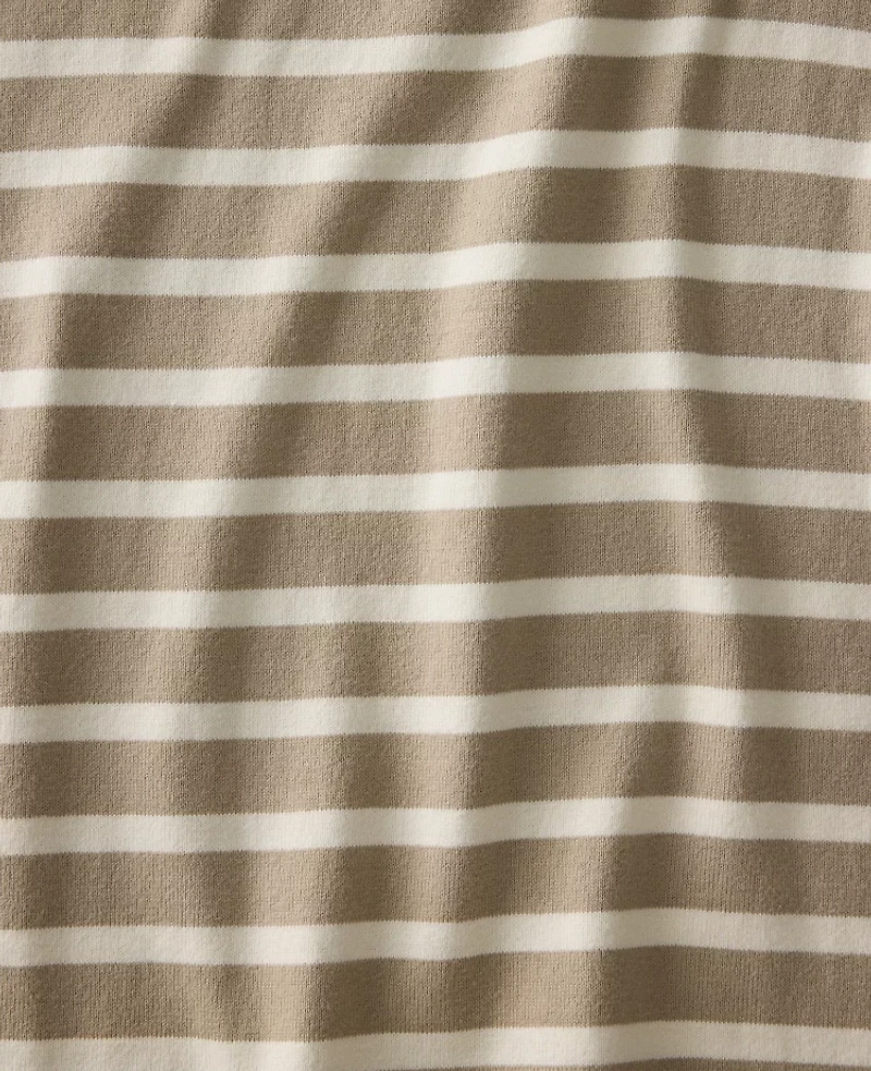 Ann Taylor Haven Well Within Organic Cotton Funnel Neck Striped Pullover Taupe Women's