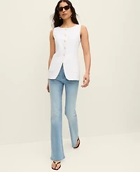 Ann Taylor The Petite Long Crew Neck Vest Linen Blend Women's