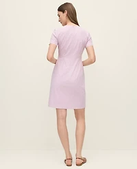 Ann Taylor Petite Gingham Button Pocket Shift Dress Lilac/White Women's