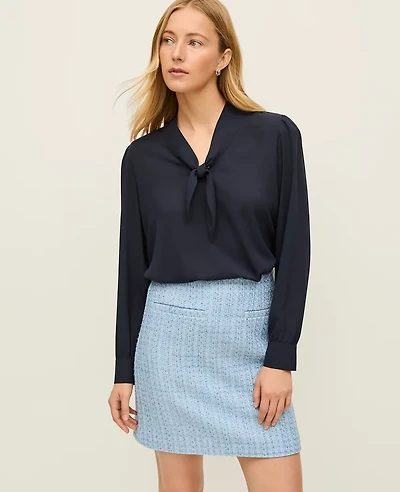 Ann Taylor Bow Blouse Night Sky Women's