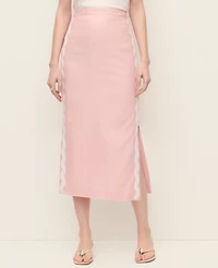 Ann Taylor Petite Linen Blend Midi Skirt Rose Veil Women's