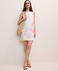 Ann Taylor Petite Floral Linen Blend Shift Dress Women's