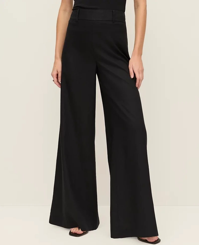 Ann Taylor The Petite Statement Palazzo Pant Linen Blend Black Women's