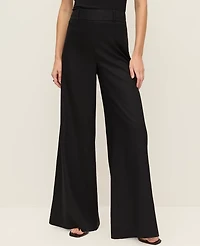 Ann Taylor The Petite Statement Palazzo Pant Linen Blend Black Women's