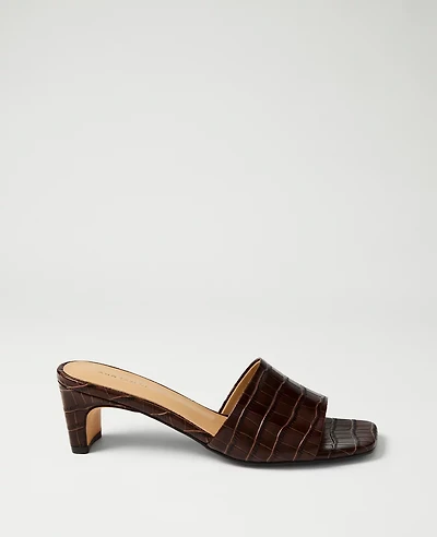 Ann Taylor Croco Heeled Mule Pure Chocolate Women's
