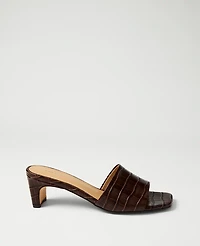 Ann Taylor Croco Heeled Mule Pure Chocolate Women's