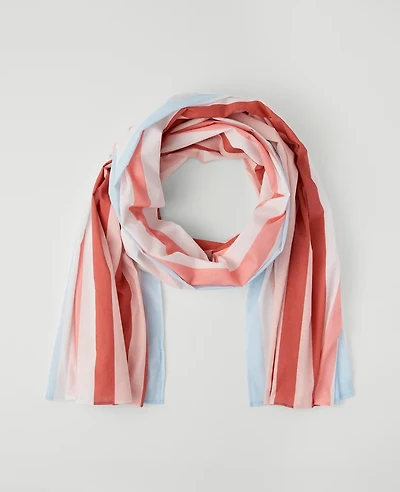Ann Taylor Striped Linen Blend Scarf White Women's