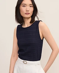 Ann Taylor Petite Crew Neck Shell Top Night Sky Women's