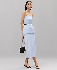 Ann Taylor The Petite Clean Midi Skirt in Linen Blend Size 12 Coastal Glow Women's