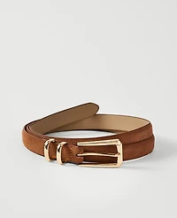 Ann Taylor Suede Rectangle Buckle Belt Coffee Bean Women's