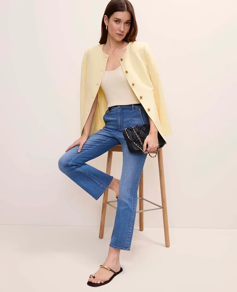 Ann Taylor The Petite Cutaway Jacket Linen Blend Yellow Buttercream Women's