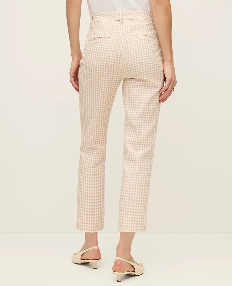 Ann Taylor The Tall Cotton Crop Pant Gingham Pale Sandalwood Women's