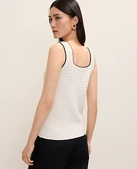Ann Taylor Petite Textured Stitch Sweater Shell Top Winter White Women's