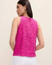 Ann Taylor Lace Crew Neck Halter Top Bright Magenta Flower Women's