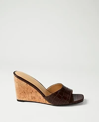 Ann Taylor Croco Wedge Sandal Pure Chocolate Women's