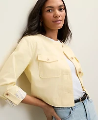 Ann Taylor Petite Weekend Crew Neck Jacket Lemon Pavlova Women's