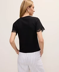 Ann Taylor Lace Trim Top Women's