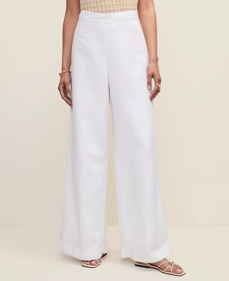 Ann Taylor The Statement Palazzo Pant Linen Blend White Women's