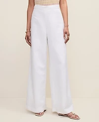 Ann Taylor The Statement Palazzo Pant Linen Blend White Women's
