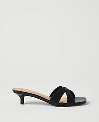 Ann Taylor Leather Crossover Kitten Heel Sandal Women's