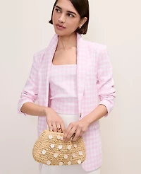Ann Taylor The Petite Longline Blazer Check Print Vibrant Pink Women's