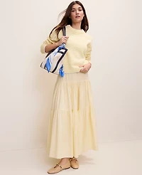 Ann Taylor Weekend Tiered Full Skirt Lemon Pavlova Women's