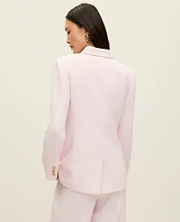 Ann Taylor The Greenwich Blazer Textured Crepe Blush Haze Women's