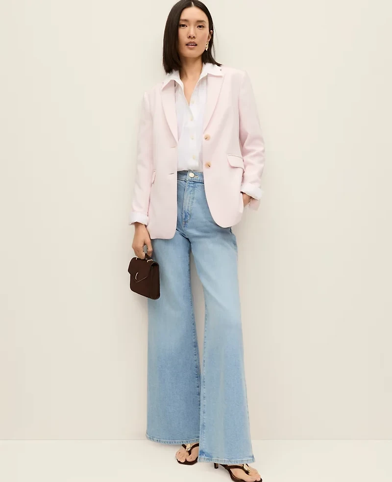 Ann Taylor The Greenwich Blazer Textured Crepe Blush Haze Women's