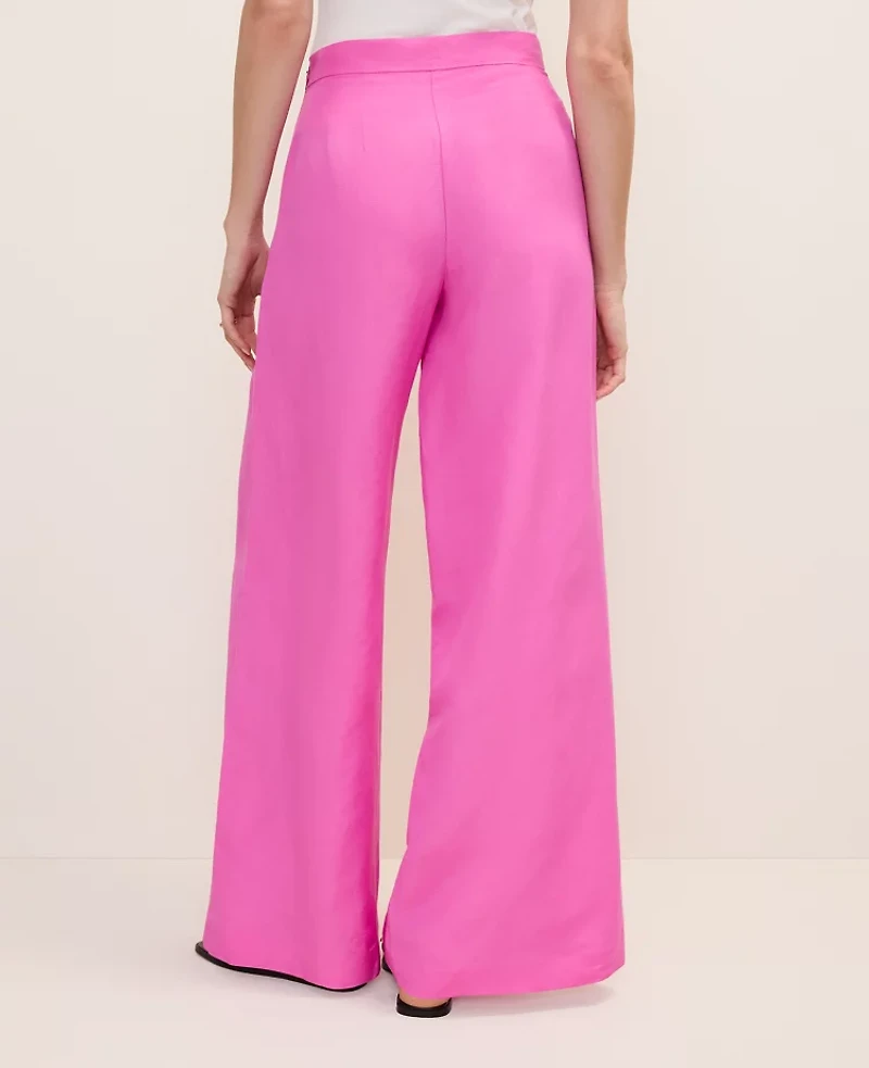 Ann Taylor The Petite Statement Palazzo Pant Linen Blend Rhododendron Women's