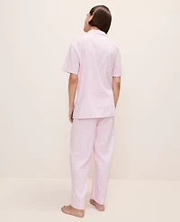 Ann Taylor Gingham Pajama Set Vibrant Pink Women's