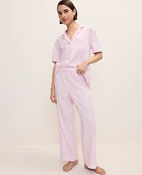 Ann Taylor Gingham Pajama Set Vibrant Pink Women's