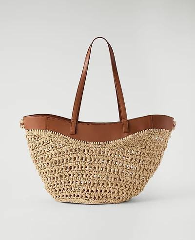 Ann Taylor Straw Tote Natural Women's