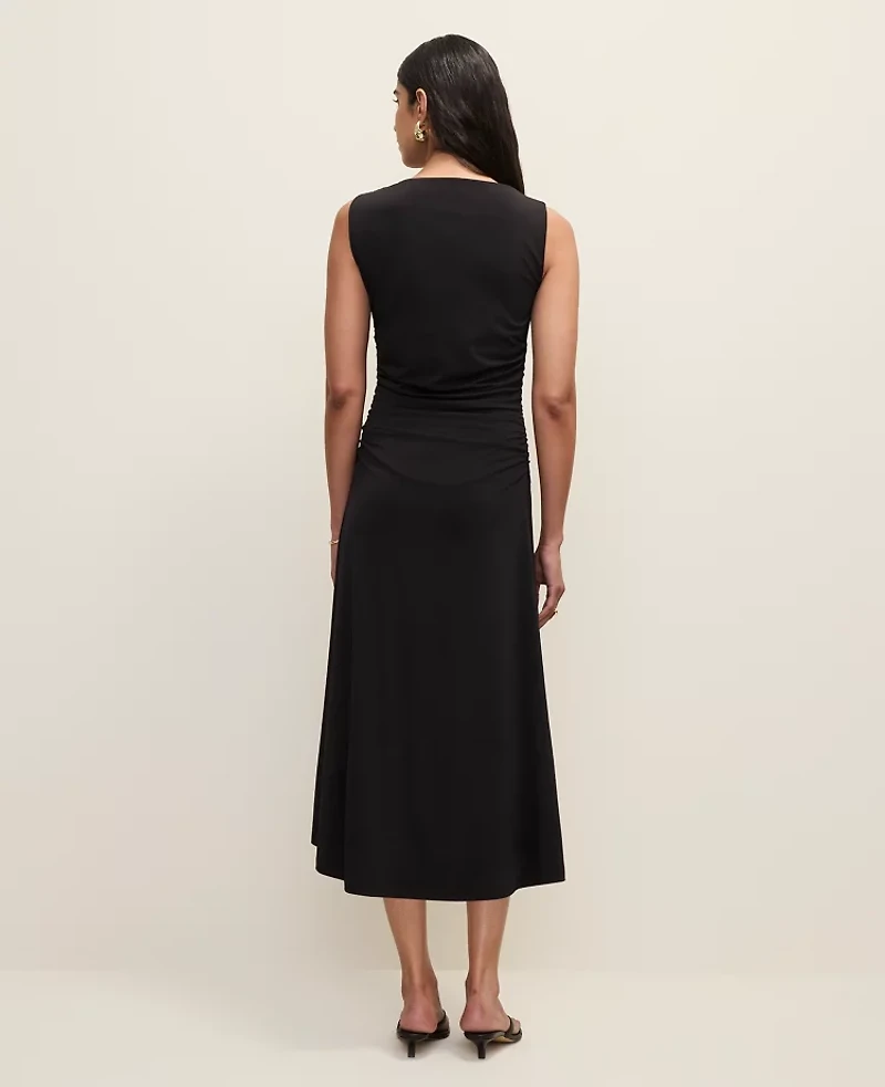 Ann Taylor Asymmetric Twist Shoulder Midi Dress Black Women's