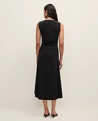 Ann Taylor Asymmetric Twist Shoulder Midi Dress Black Women's