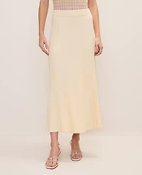 Ann Taylor Petite Ribbed Midi Skirt Yellow Multi Women's